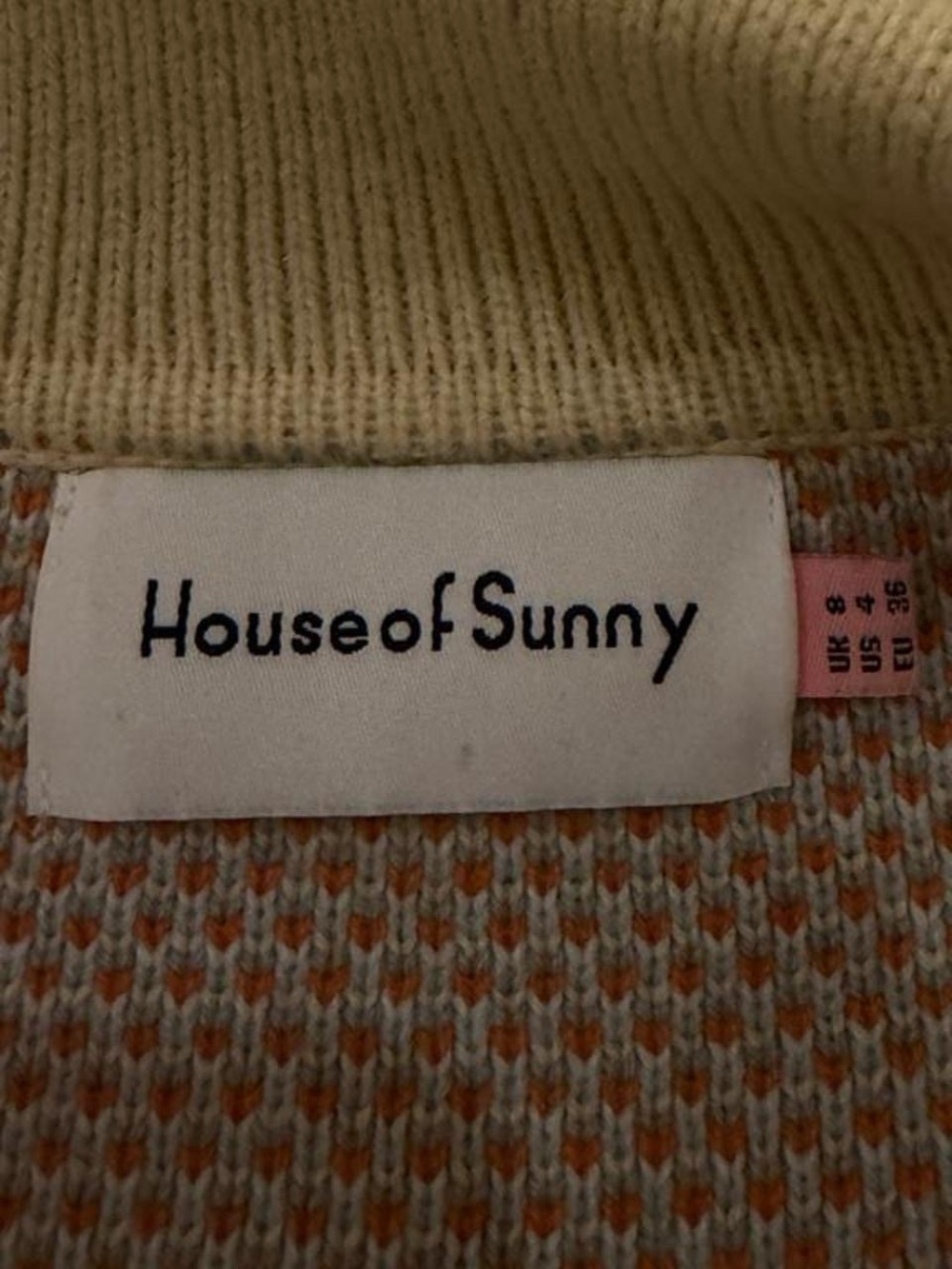 House of Sunny l Cream Orange and Light Blue Wave Knit Cardigan - Picture 7 of 7